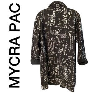 Mycra Pac Now Women's Reversible French Grafitti Rain Coat with Concealable Hood